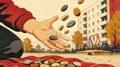 Детская рука подбрасывает горсть камешков над тканью
