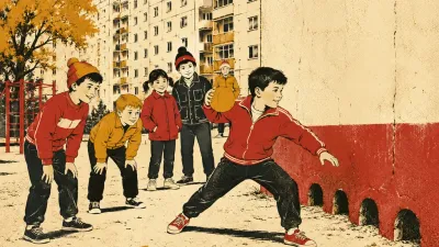 Дети у стены с лунками ловят мяч